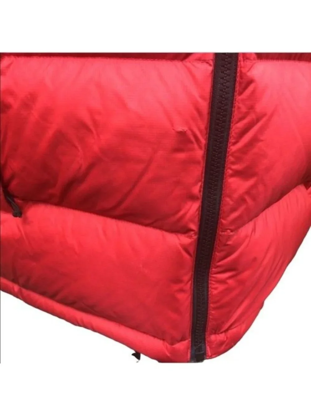 North Face Mens Nuptse 700 Red Black Puffer Jacket Goose Down Insulated Medium